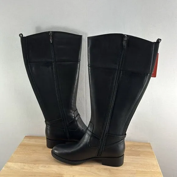 Easy Spirit Leigh Wide Calf Riding Boots- Black Leather- Size 7 M- NIB