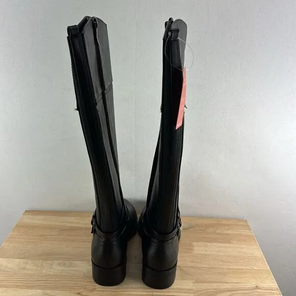 Easy Spirit Leigh Wide Calf Riding Boots- Black Leather- Size 7 M- NIB