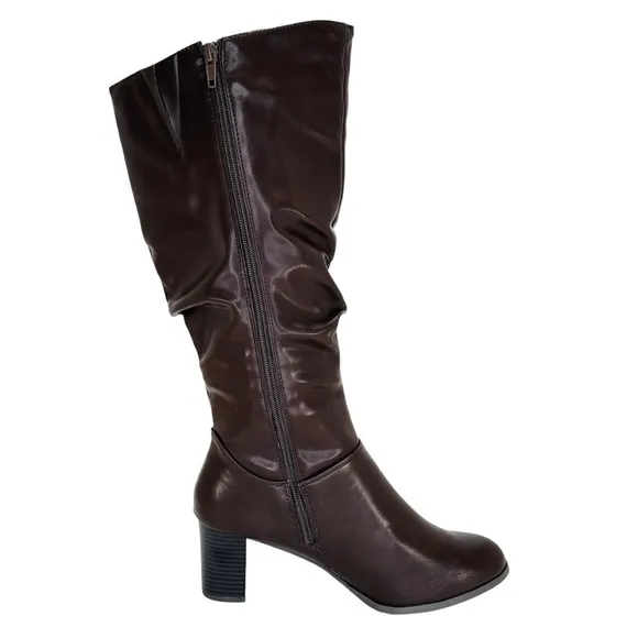 Easy Street Tessla Dark Brown Faux Leather Knee High Womens Boots Size 10W