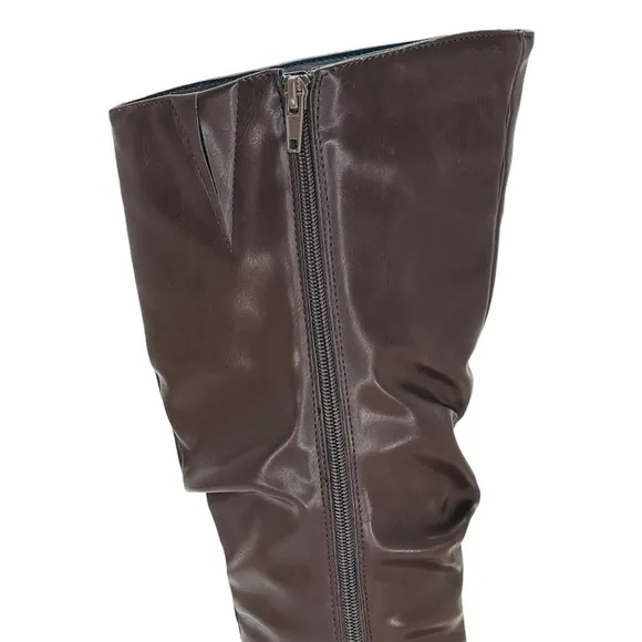 Easy Street Tessla Dark Brown Faux Leather Knee High Womens Boots Size 10W