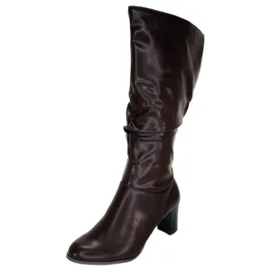 Easy Street Tessla Dark Brown Faux Leather Knee High Womens Boots Size 10W