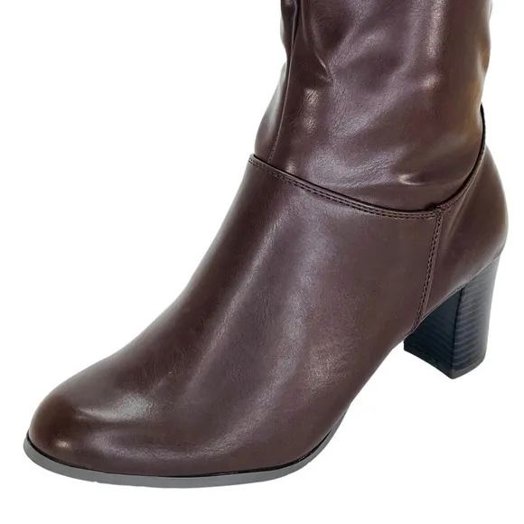 Easy Street Tessla Dark Brown Faux Leather Knee High Womens Boots Size 10W