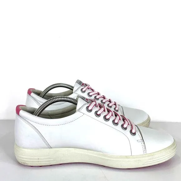 ECCO Hydromax Women's Spikeless Golf Shoes Sz US 6.5 EU 37 Leather Comfort Pink