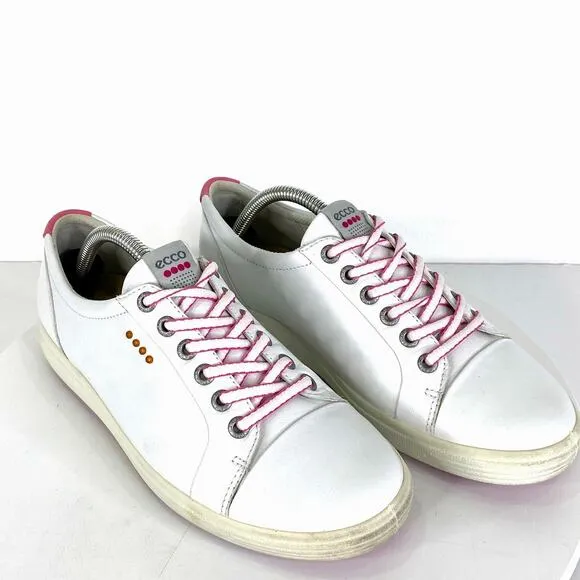 ECCO Hydromax Women's Spikeless Golf Shoes Sz US 6.5 EU 37 Leather Comfort Pink
