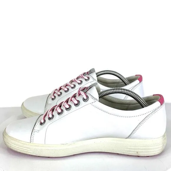ECCO Hydromax Women's Spikeless Golf Shoes Sz US 6.5 EU 37 Leather Comfort Pink