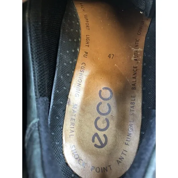 Ecco Mens Black Leather Round Toe Lace Up Comfort Oxford Dress Shoes Size 13