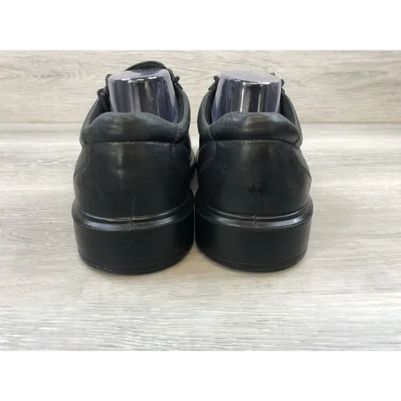 Ecco Mens Black Leather Round Toe Lace Up Comfort Oxford Dress Shoes Size 13