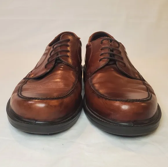 Ecco Men's Brown Leather‎ Lace-Up Dress Shoes Size 47 Comfort Cushion Sole