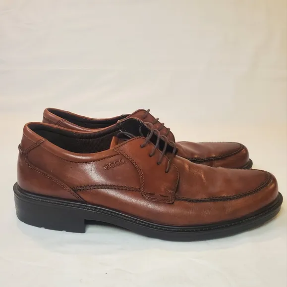 Ecco Men's Brown Leather‎ Lace-Up Dress Shoes Size 47 Comfort Cushion Sole