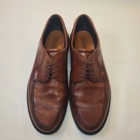 Ecco Men's Brown Leather‎ Lace-Up Dress Shoes Size 47 Comfort Cushion Sole