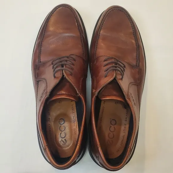 Ecco Men's Brown Leather‎ Lace-Up Dress Shoes Size 47 Comfort Cushion Sole