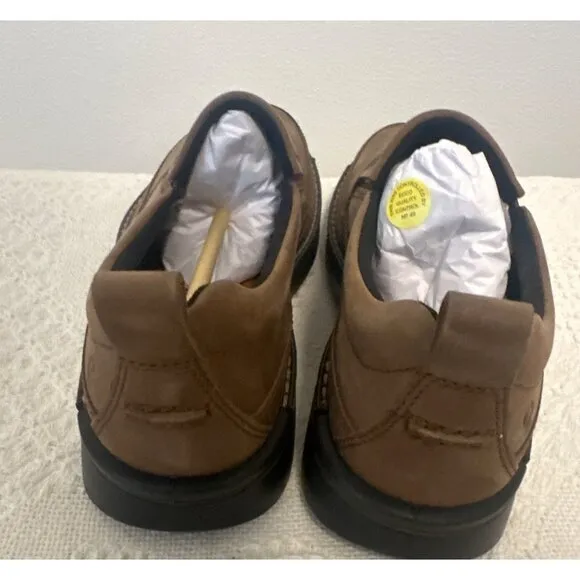 ECCO Mens Brown Slip-On Leather Shoes Comfort Sole‎ Size US 7 - 7.5 NIB