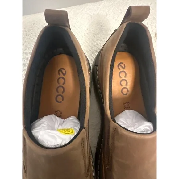 ECCO Mens Brown Slip-On Leather Shoes Comfort Sole‎ Size US 7 - 7.5 NIB