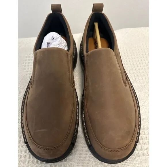 ECCO Mens Brown Slip-On Leather Shoes Comfort Sole‎ Size US 7 - 7.5 NIB