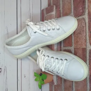Ecco Sneakers Women's Size 8 Cream Off White Cap Toe Leather Minimalist Danish