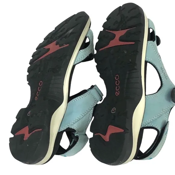 Ecco Teal/Blue Leather Yucatan Offroad Sport Adjustable Sandals size 7 US  38 EU