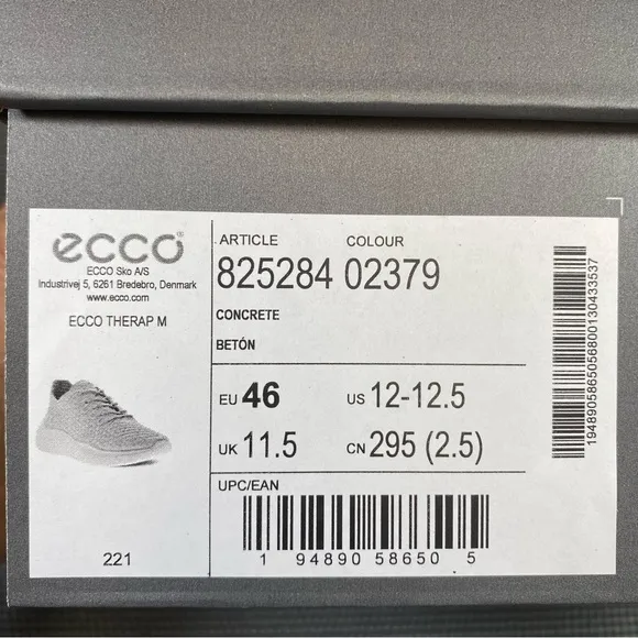 ECCO Therap Men’s Lace-up Comfort Leather Shoes Sneakers US 12 EU 46 Concrete