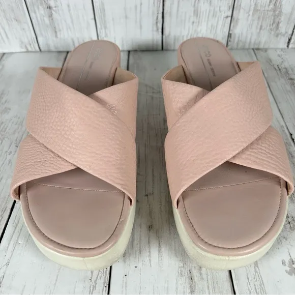 ECCO Touch Plateau Platform Criss Cross Slide Sandals Womens Sz 10 10.5 EU 41