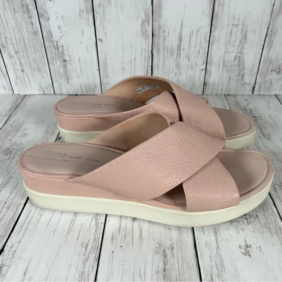 ECCO Touch Plateau Platform Criss Cross Slide Sandals Womens Sz 10 10.5 EU 41