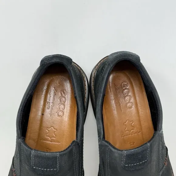 Ecco Turn Goretex Shoes Mens 9 EU 43 Black Nubuck Leather Slip On Casual Office