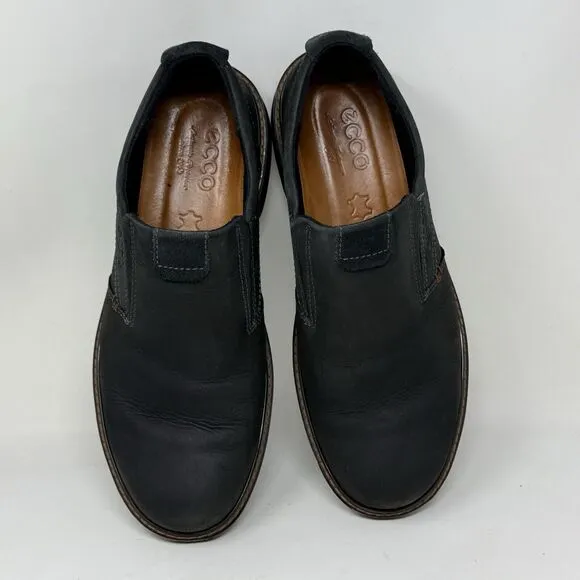Ecco Turn Goretex Shoes Mens 9 EU 43 Black Nubuck Leather Slip On Casual Office