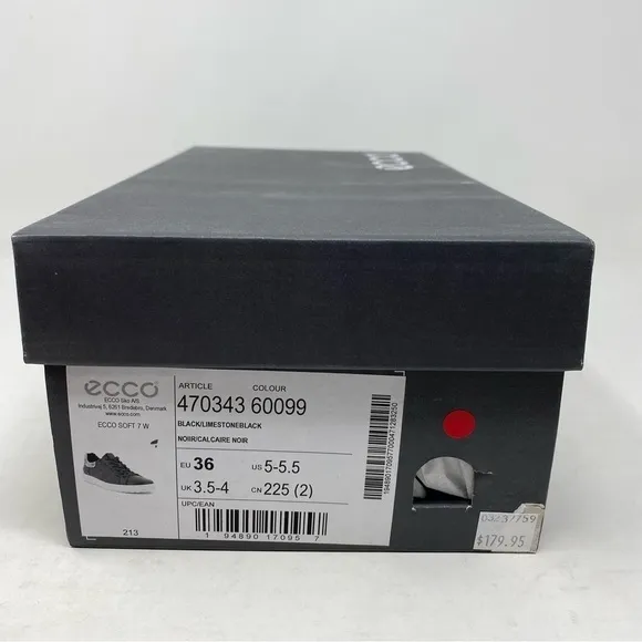 ECCO - WOMENS SOFT 7 Leather SHOES 470343-60099 Black limestone