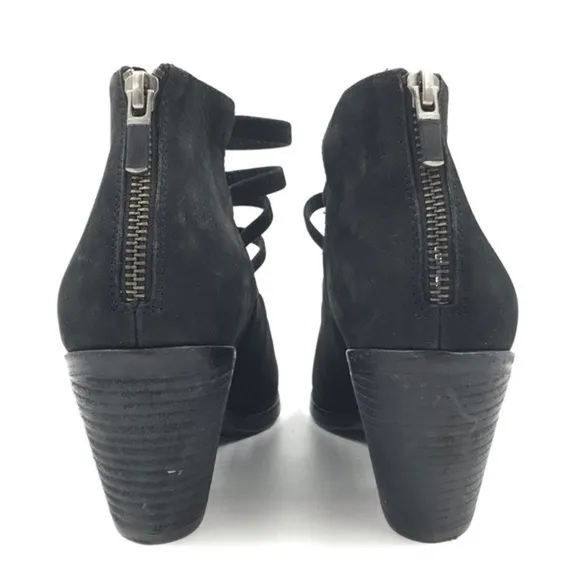 Eileen Fisher Black Nubuck Leather James Heeled Sandals Size 8.5