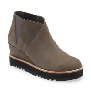 Eileen Fisher Caddy Wedge Chelsea Boots 7.5 Gray Taupe NWOT Ankle Bootie Comfort