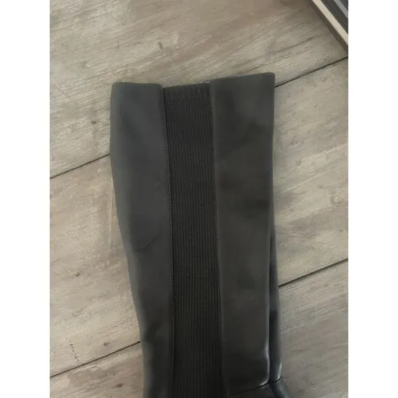 EILEEN FISHER DESTRY KNEE HIGH LEATHER BOOTS IN GRAPHITE 6.5 New