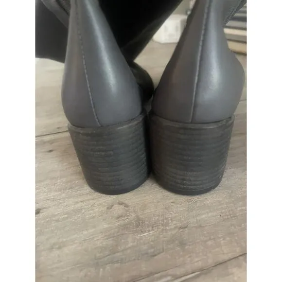 EILEEN FISHER DESTRY KNEE HIGH LEATHER BOOTS IN GRAPHITE 6.5 New