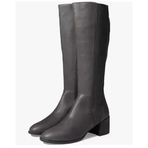 EILEEN FISHER DESTRY KNEE HIGH LEATHER BOOTS IN GRAPHITE 6.5 New
