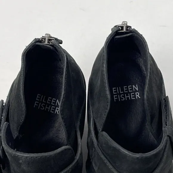 Eileen Fisher Ives Tumbled Nubuck Bootie‎ Women 8 NWOB $250 Black Ankle Boots