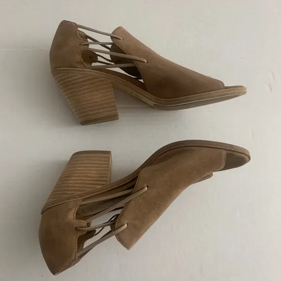 Eileen Fisher Nikki Heeled Leather Peep Toe Sandals