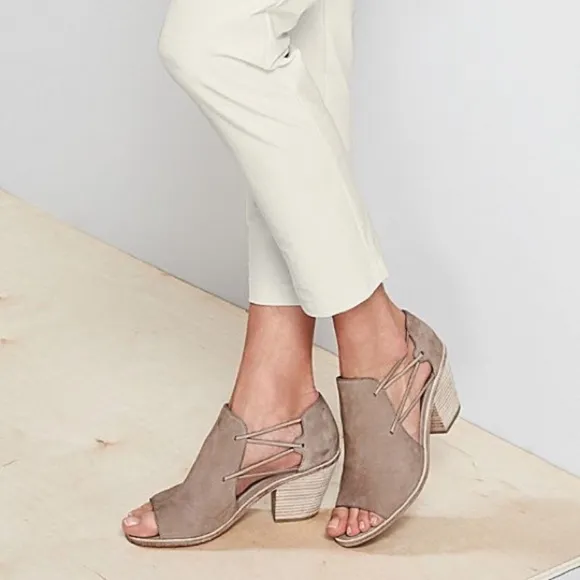 Eileen Fisher Nikki Heeled Leather Peep Toe Sandals