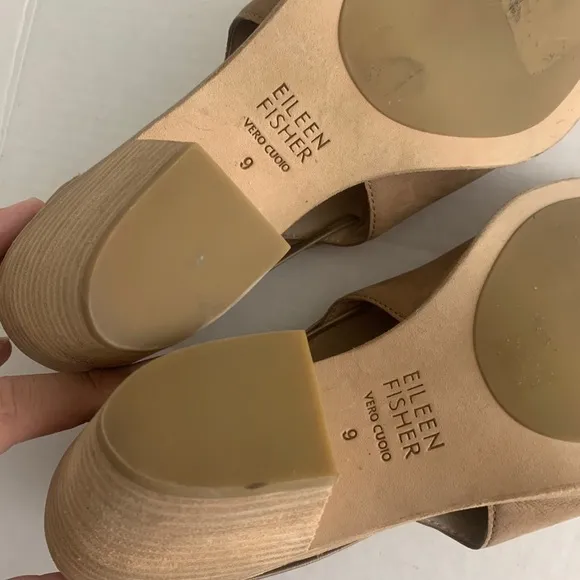 Eileen Fisher Nikki Heeled Leather Peep Toe Sandals