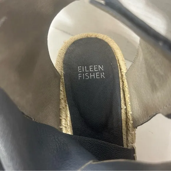 Eileen Fisher Women’s Leather Sandals 10 Open Toe Ankle Strap Heel Blue Beachy