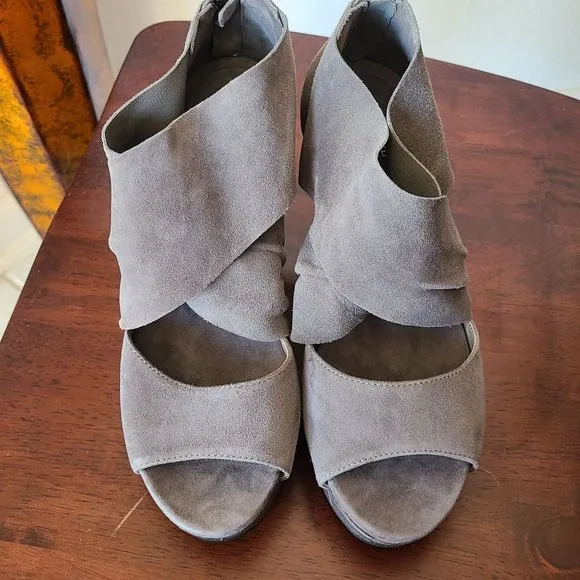 Eileen Fisher Women's Size 7 Draw Suede Wedge Sandals Platform Open Toe