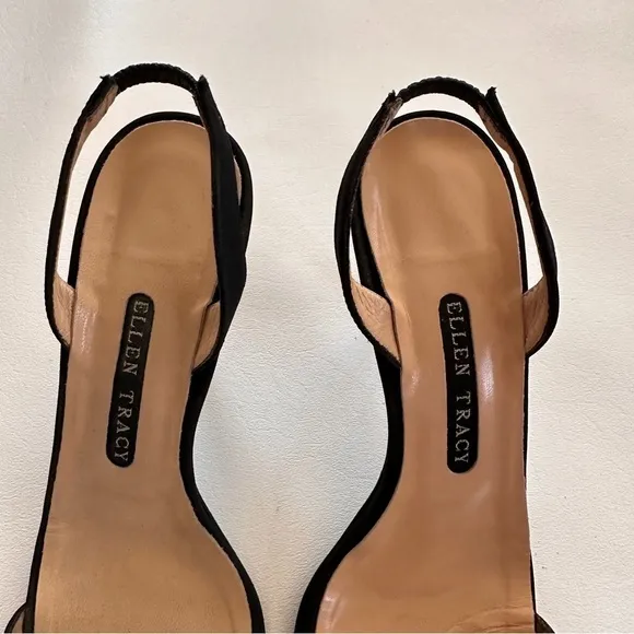 Ellen Tracy Slingback Open Toe Sandals in Black 7.5