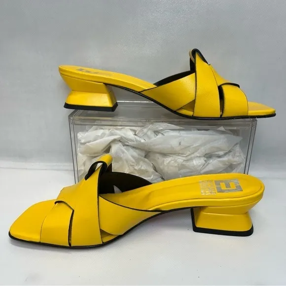 Emanuelé Crasto Yellow Mule Sandals SZ 39 8.5 US New With‎ Tags