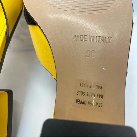Emanuelé Crasto Yellow Mule Sandals SZ 39 8.5 US New With‎ Tags