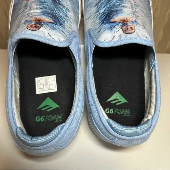 Emerica Wino G6 Slip-On Steve-O Shoes Men's 13 Blue White Skater Jackass EUC!