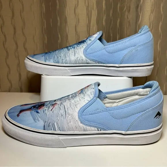 Emerica Wino G6 Slip-On Steve-O Shoes Men's 13 Blue White Skater Jackass EUC!