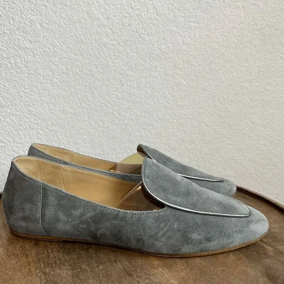 Etienne Aigner Gray Camille Slip-On Almond Toe Flat Loafer Shoes Women's Size 10