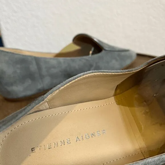 Etienne Aigner Gray Camille Slip-On Almond Toe Flat Loafer Shoes Women's Size 10