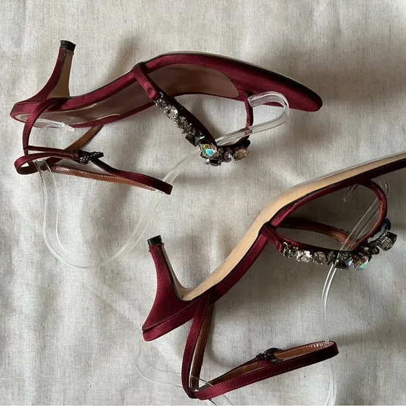 Etro burgundy crystal heeled sandals