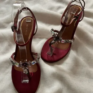 Etro burgundy crystal heeled sandals