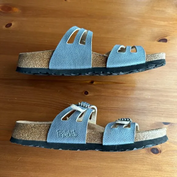 EUC Birkenstock Birki's Silver Metallic Crystal Buckle Granada Sandals - 7/EU 38
