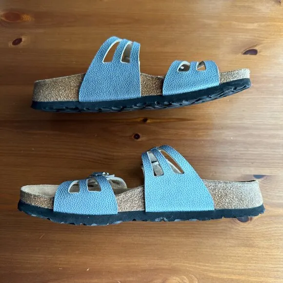 EUC Birkenstock Birki's Silver Metallic Crystal Buckle Granada Sandals - 7/EU 38