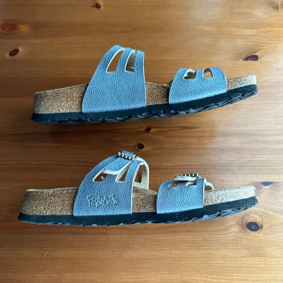 EUC Birkenstock Birki's Silver Metallic Crystal Buckle Granada Sandals - 7/EU 38