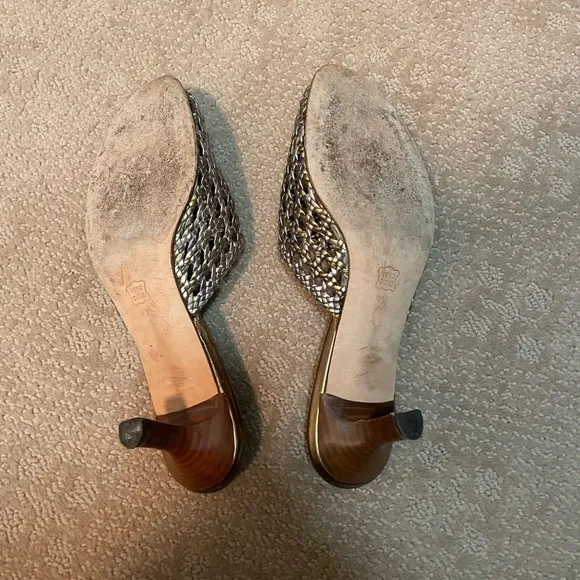 EUC VANELI MERIZA Tobacco Moenia SLIDES 9.5 GREAT NEUTRAL SANDALS! Metallics!